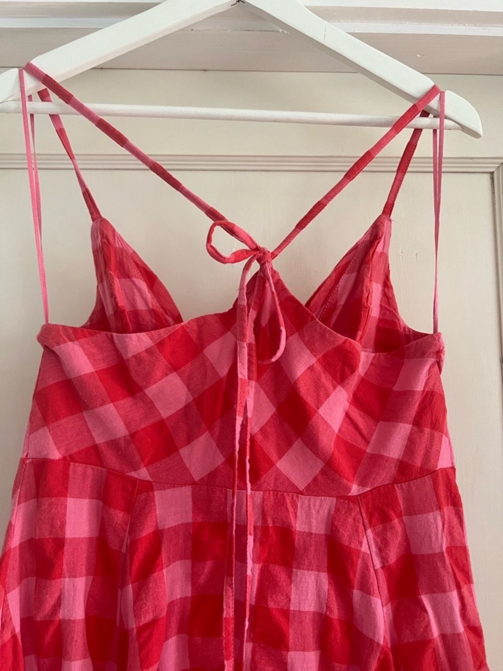 Free People Via Midi Dress In a Bohemian Red Gingham Print Size Small NWT - Picture 5 of 13